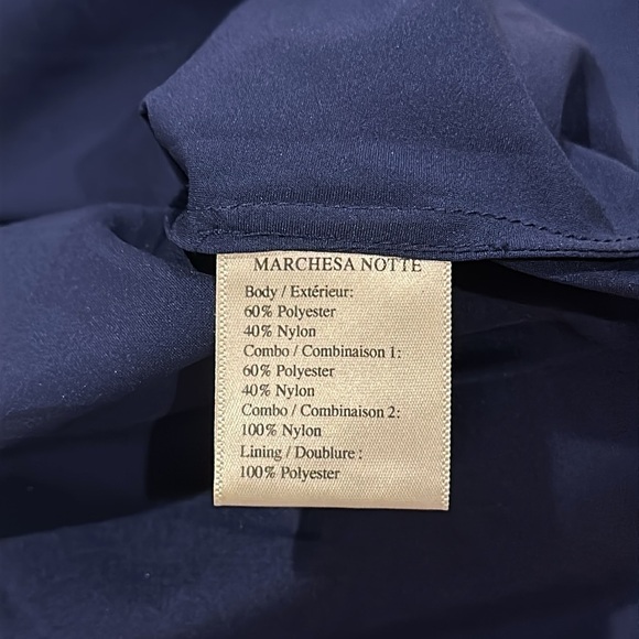 Marchesa Notte One Shoulder Colorblock Cocktail Dress In Blue - Picture 13 of 14